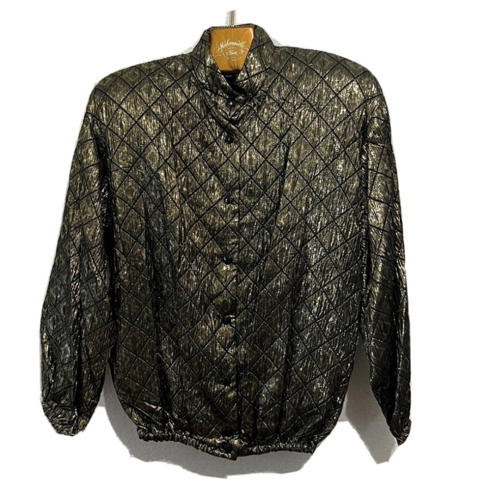 *1980’s Jeanette For St Martin Vintage Gold Pewter Metallic Quilted Jacket